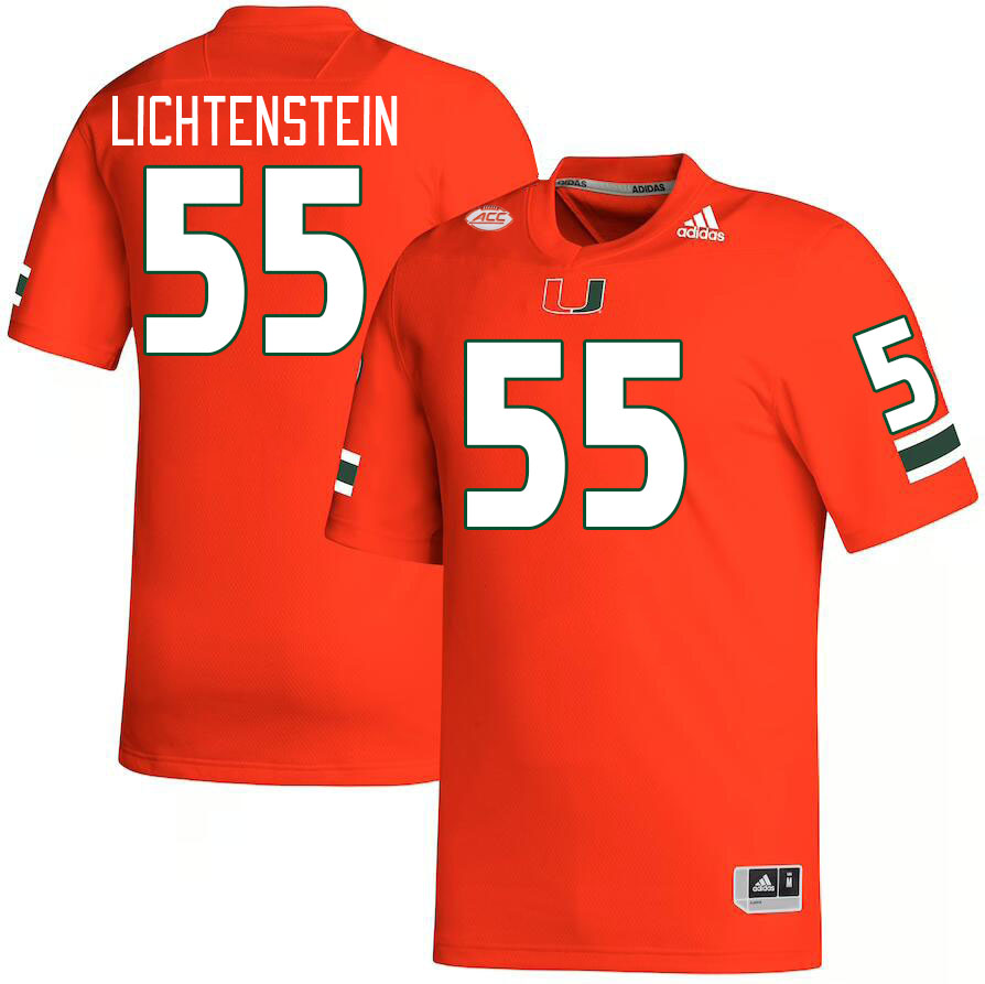 Men #55 Jacob Lichtenstein Miami Hurricanes College Football Jerseys Stitched-Orange - Click Image to Close